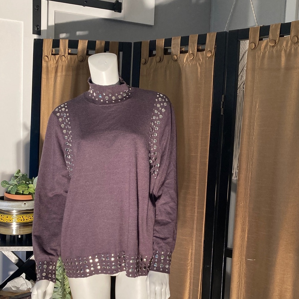 Grey Studded Women's Sweater